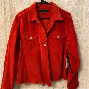 Tinsel Red Frayed Bottom Corduroy Jacket